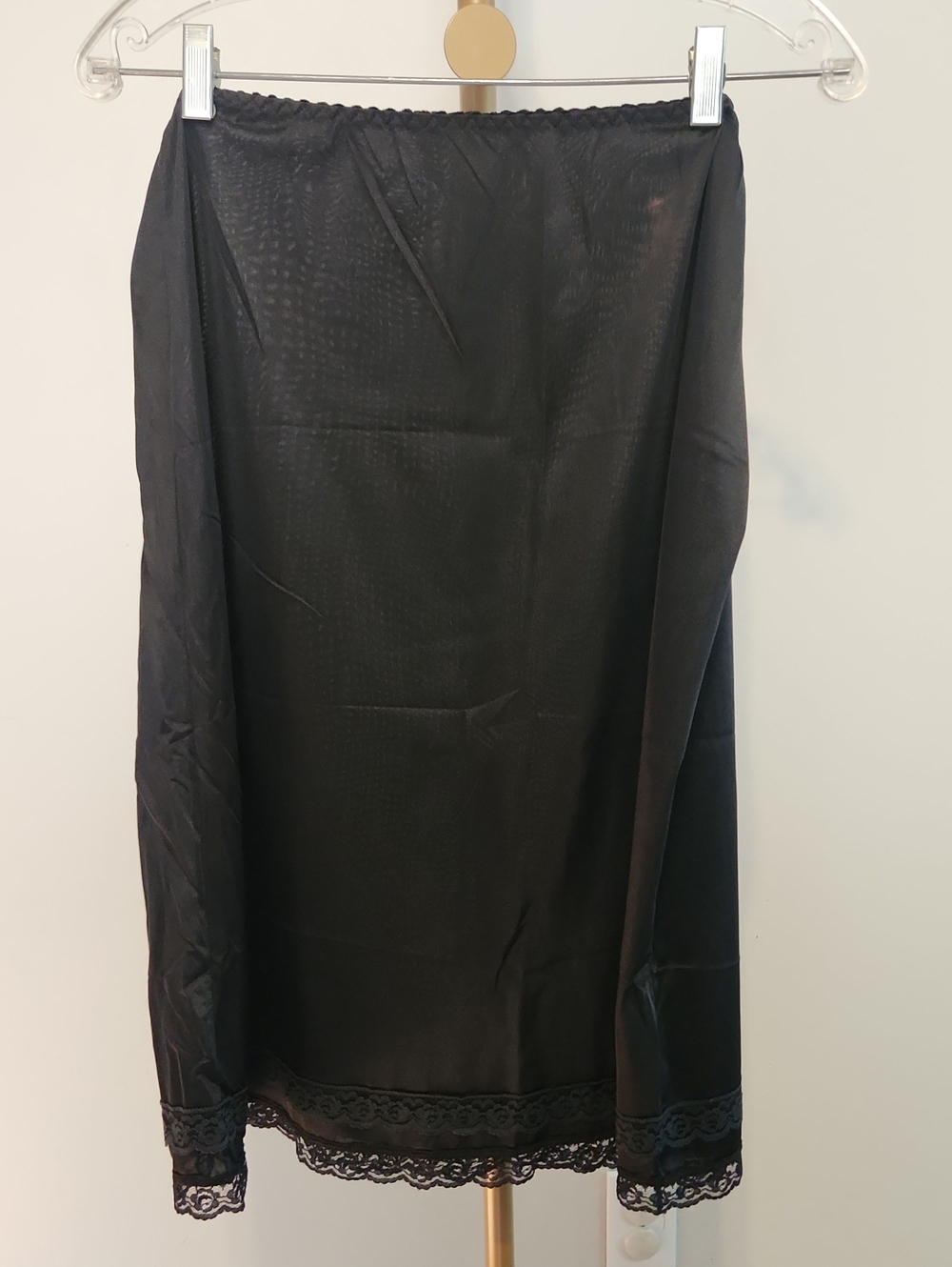 Vintage Black Half Slip with Lace Trim - Picture 1 of 5